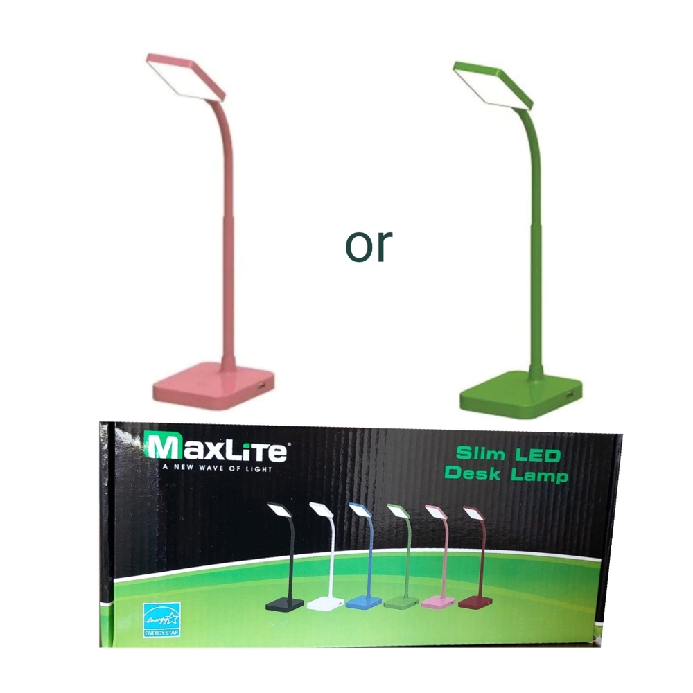 MaxLite 4W Slim LED Adj Neck Desk Lamp with USB 2.0 Port NEW IN BOX